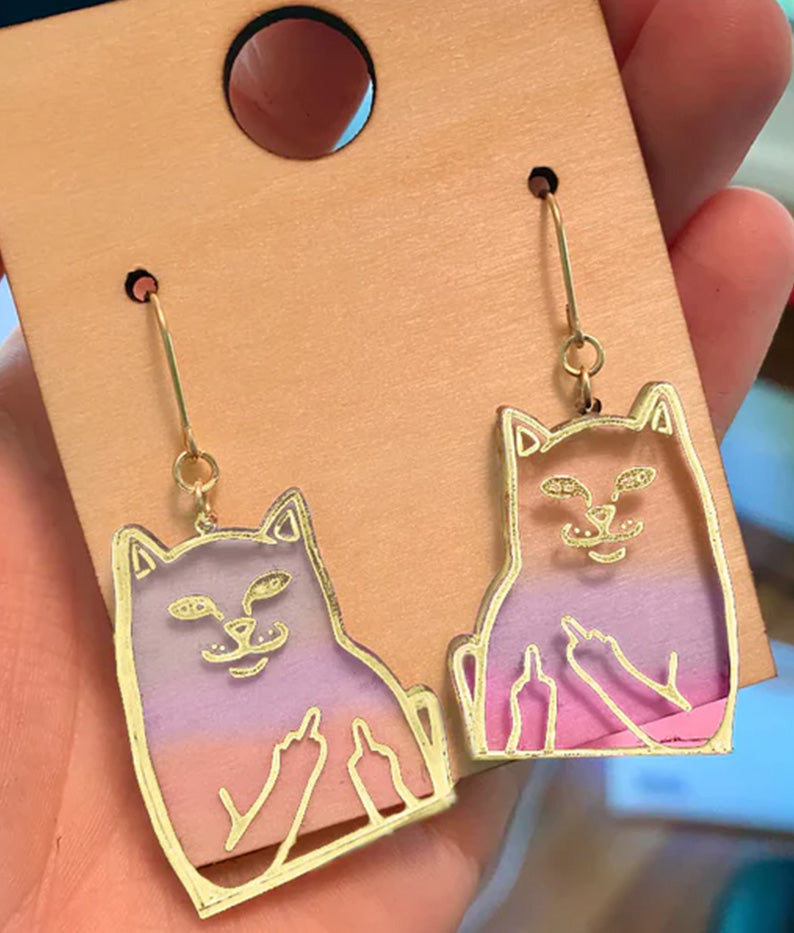🤣Paw-some Middle Finger Cat Ring 🐾🖤