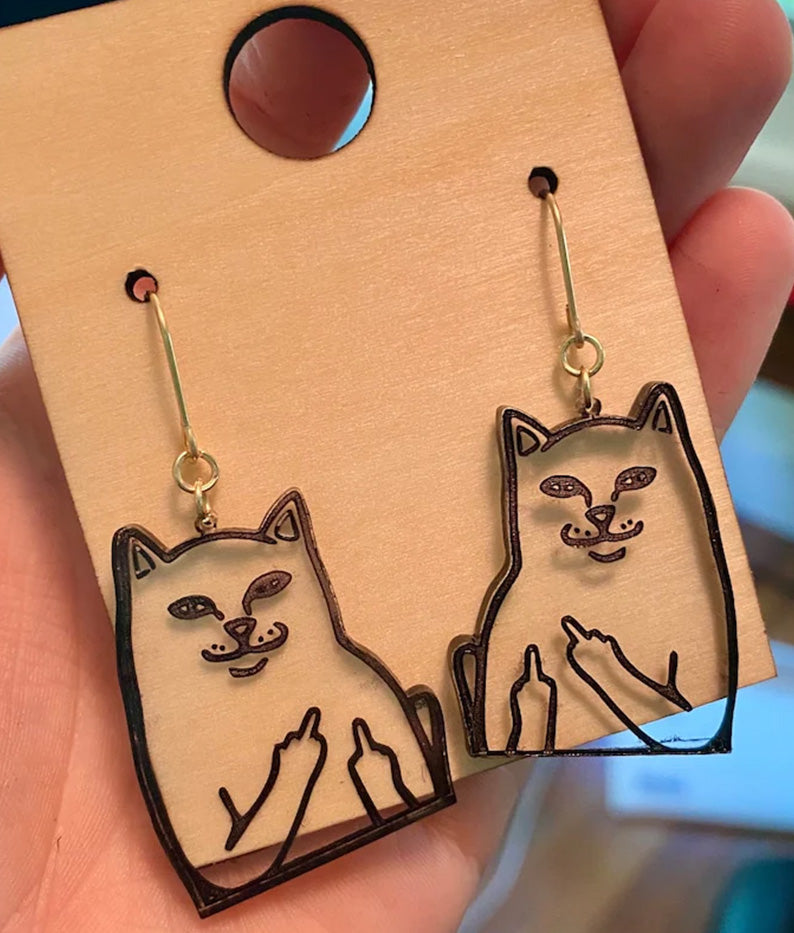 🤣Paw-some Middle Finger Cat Ring 🐾🖤